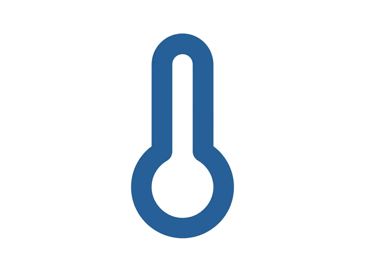 Blue thermometer icon on a white background