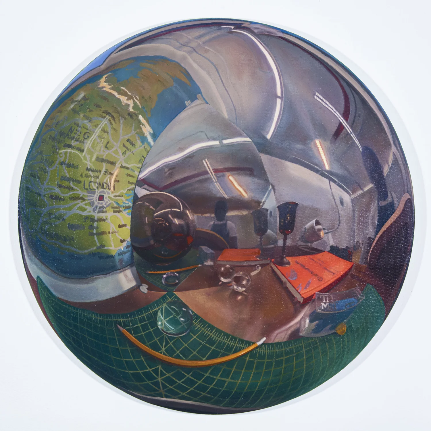 International Geometric: Hyde Park, 2024 — Oil on linen · 18 in. diameter tondo