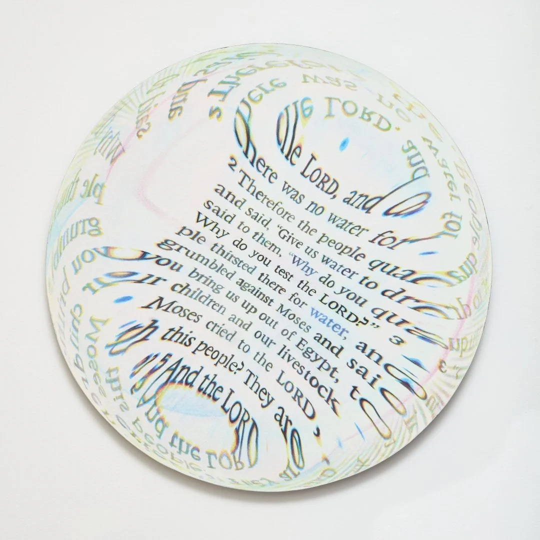 Strike the Rock, 2024 — Inkwash on Paper · 16 in. diameter tondo