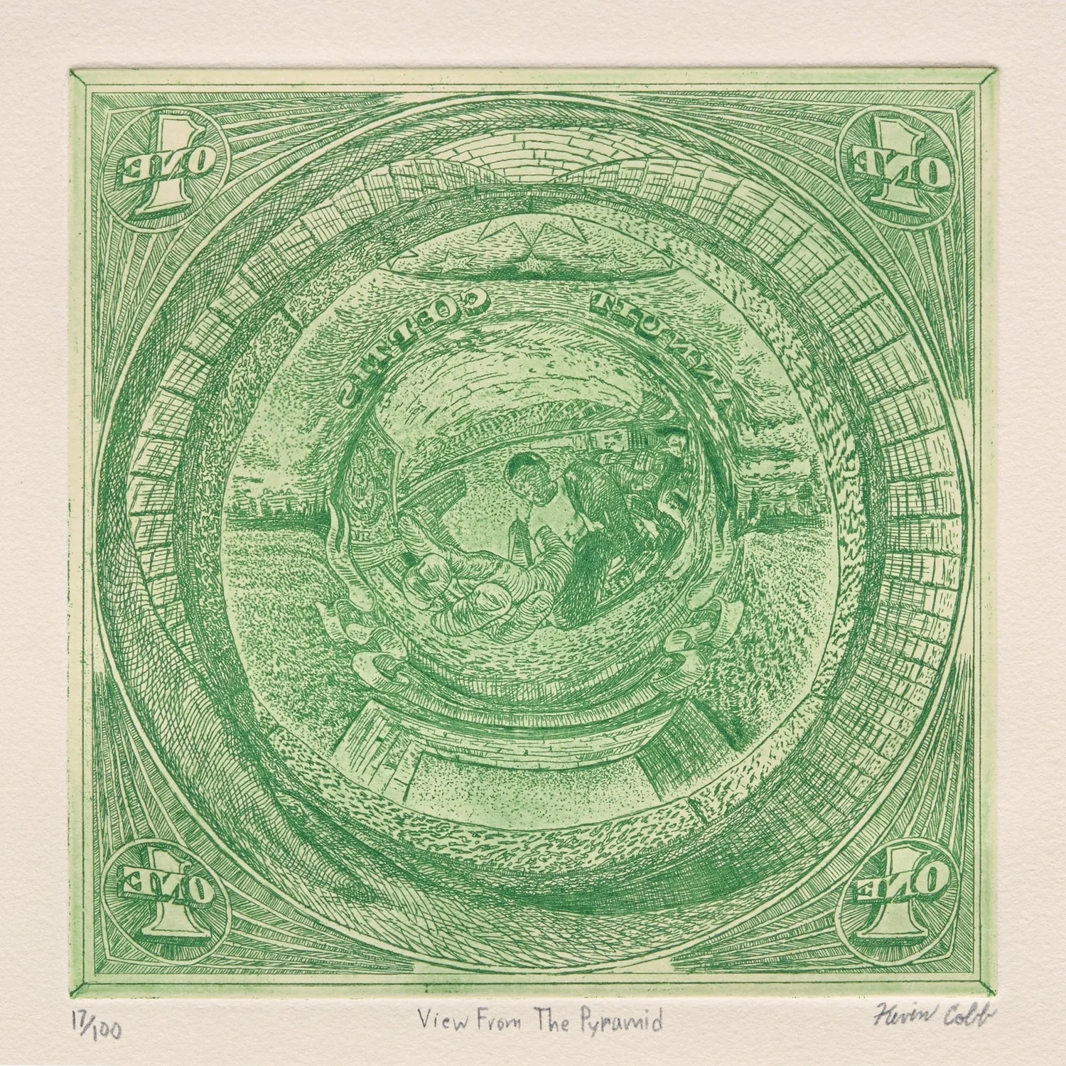 View From the Pyramid, 2024 — Intaglio Etching and Print · 6 × 6 in.