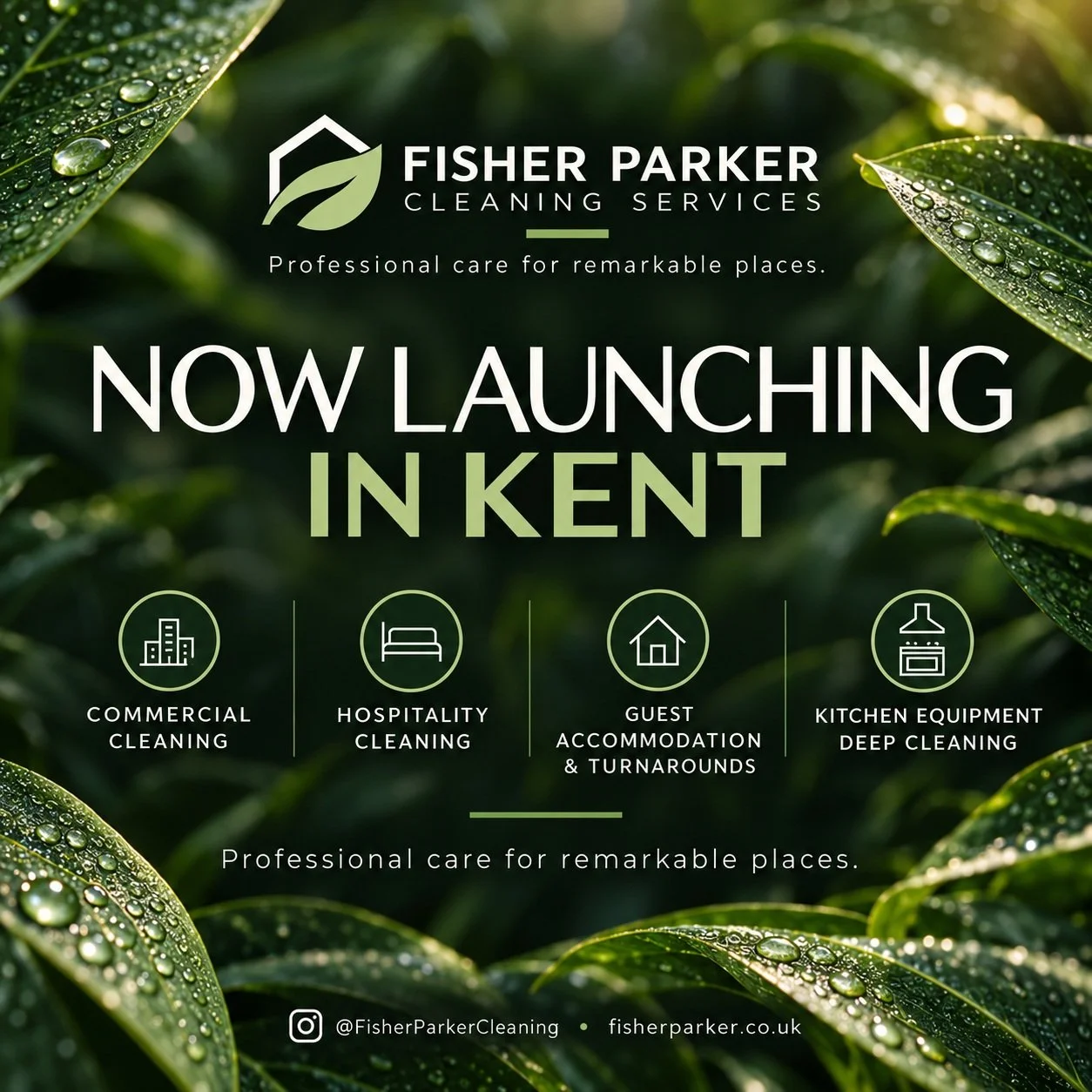 Something new is coming to Kent.

Fisher Parker Cleaning Services is launching soon &mdash; providing professional cleaning for commercial spaces, hospitality venues, guest accommodation and commercial kitchens.

We&rsquo;re building the business aro