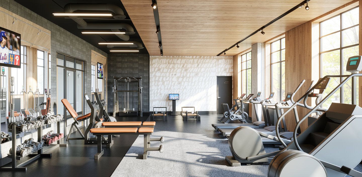 The fitness center — make movement part of every day. Artist’s rendering.