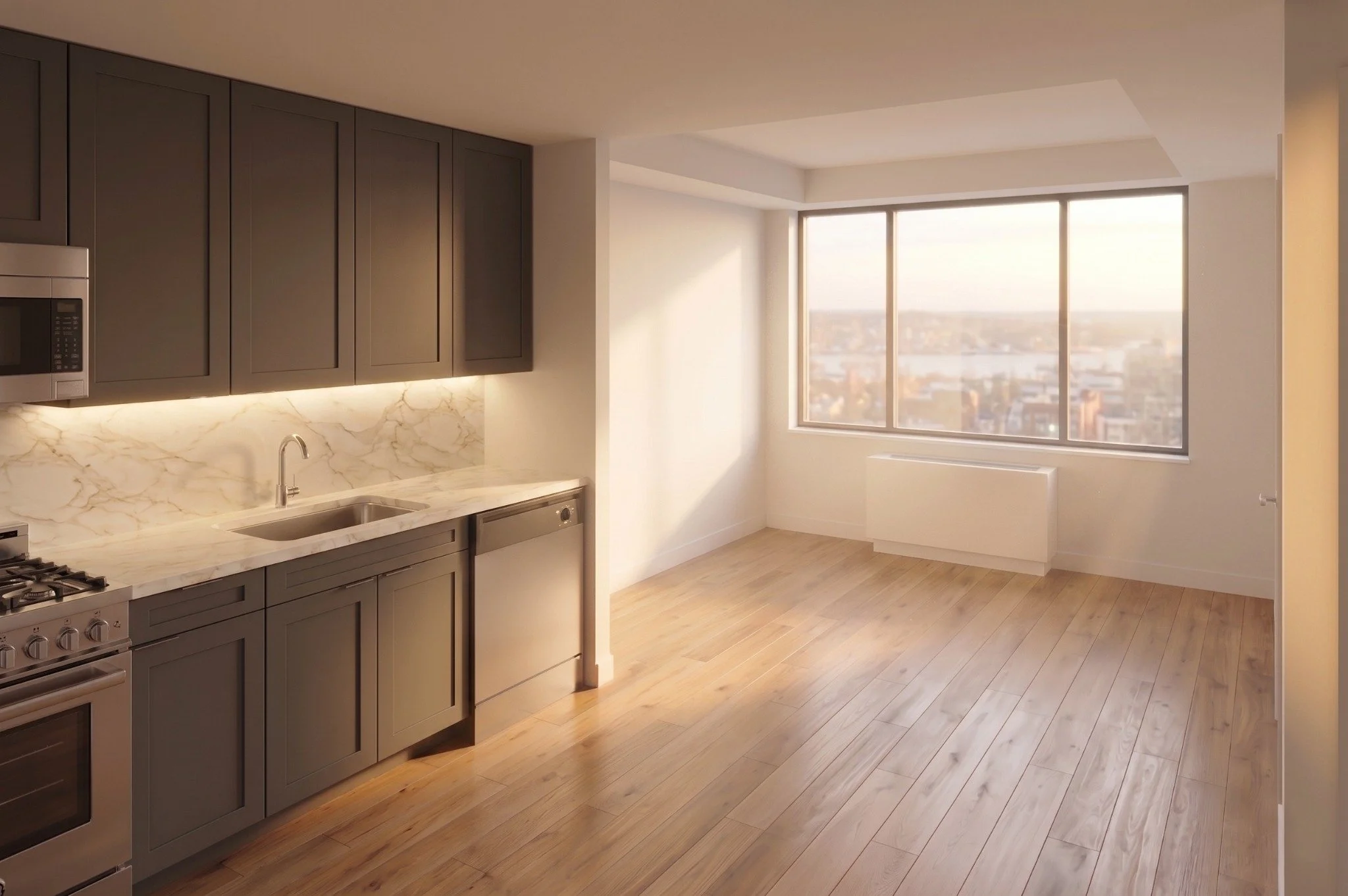 A considered kitchen for everyday living. Artist’s rendering.