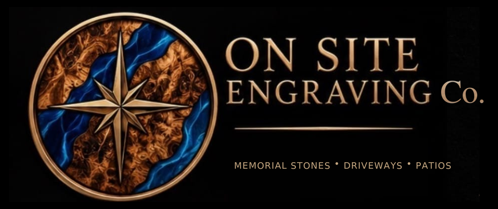 On-Site Engraving Co. compass rose logo. Memorial stones, driveways, patios.