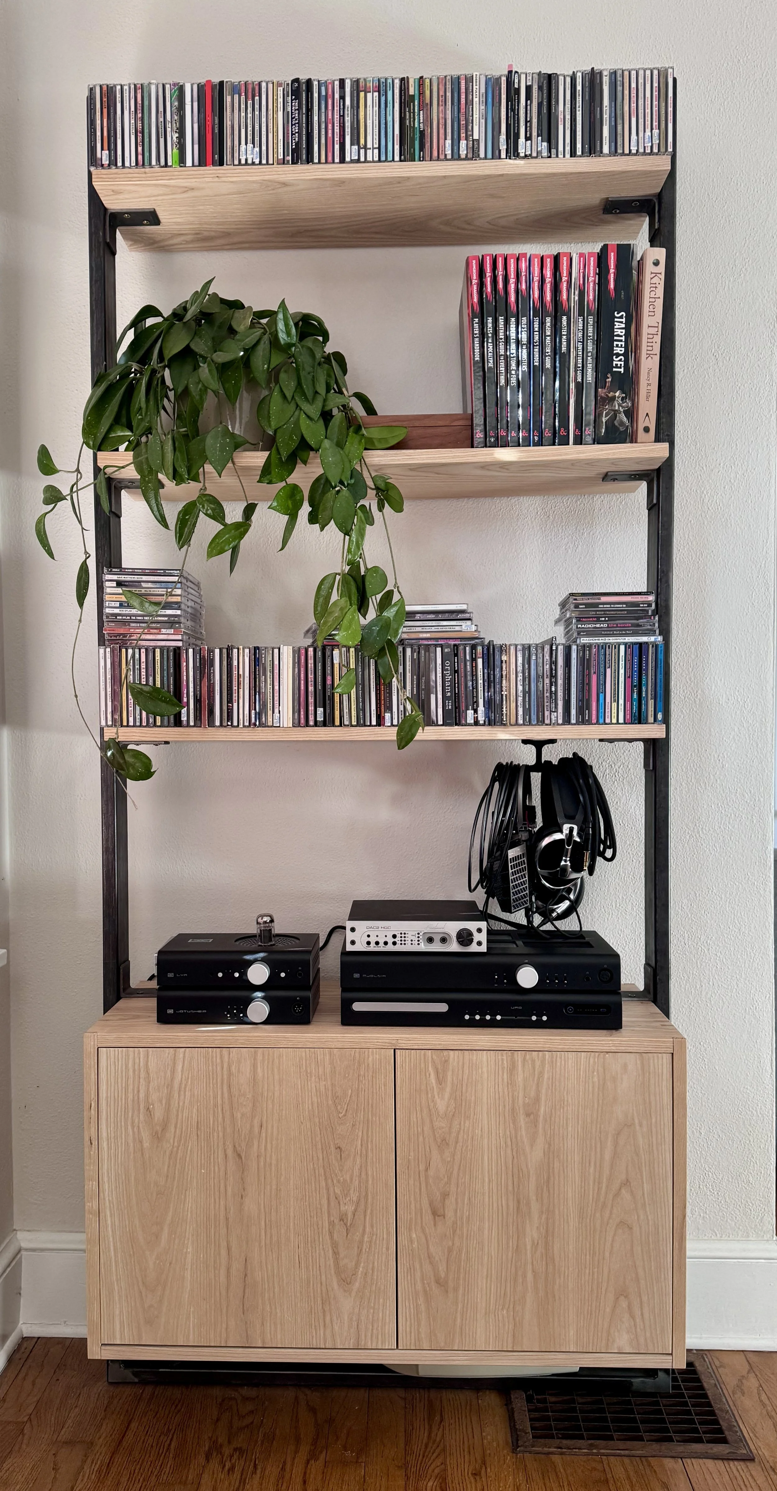 ash and steel bookcase