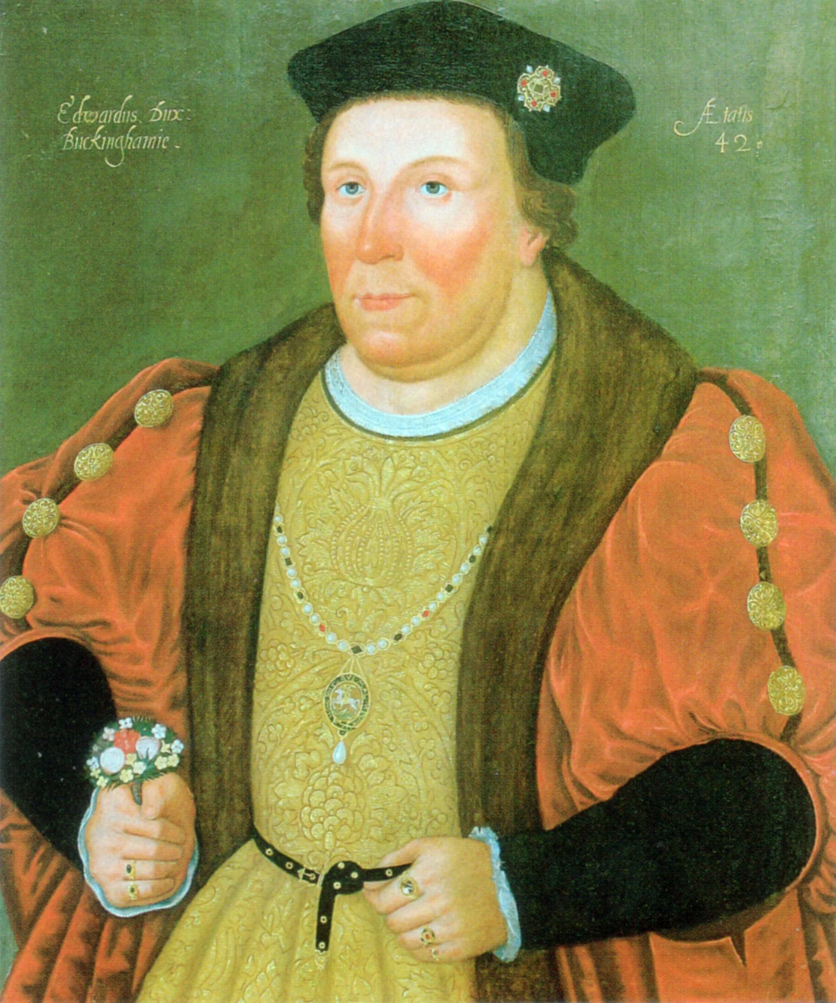Figure 4.2: Portrait of Edward Stafford, Third Duke of Buckingham, with his sanguine complexion and full-figured physique. Magdalen College, Cambridge, 1520, artist unknown, oil on canvas, 74 cm × 62.5 cm.