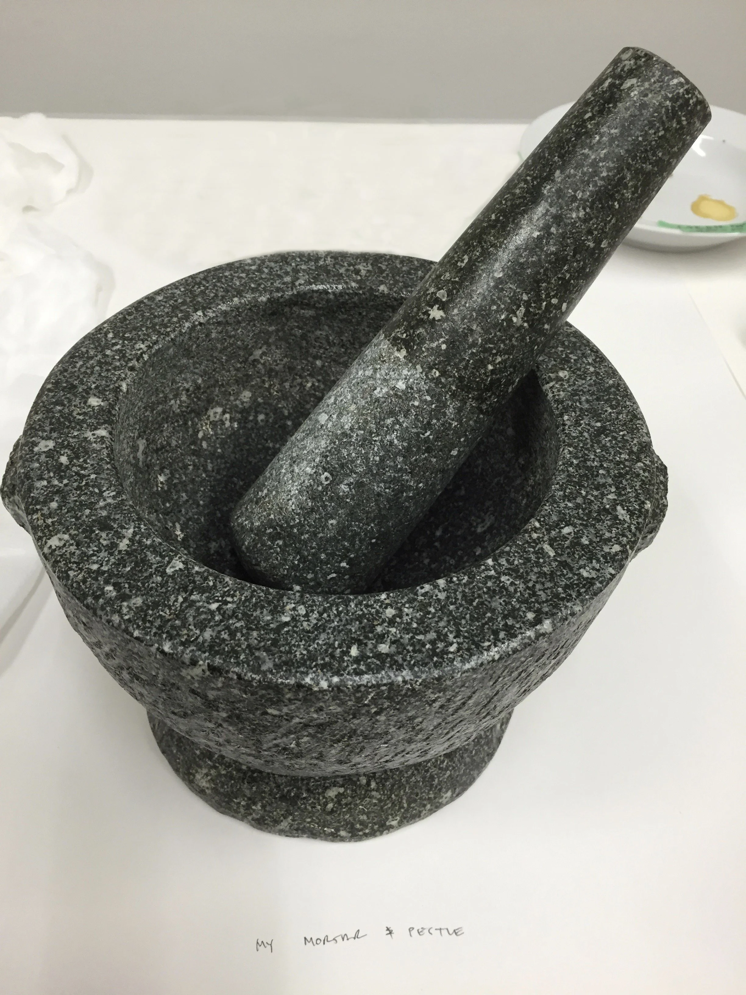 PLATE 2.21: My mortar and pestle. 8” diameter, Thai granite.