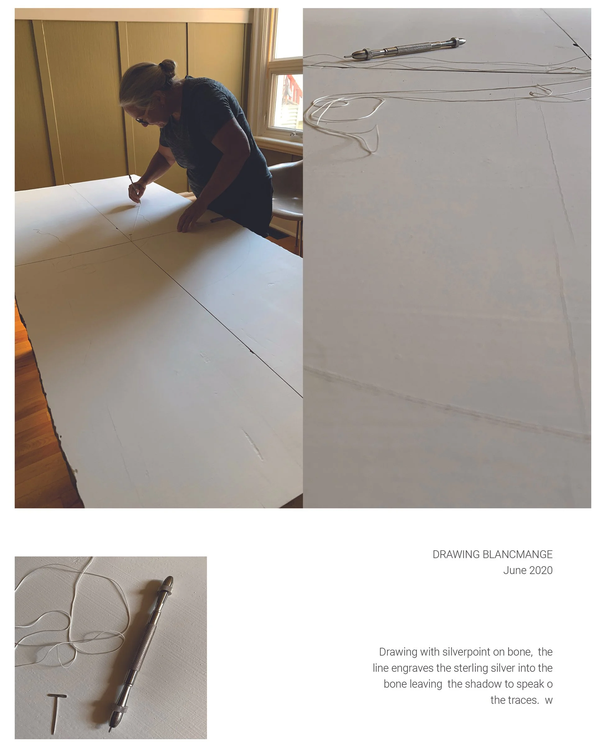 PLATE 2.65: Drawing blancmange with silverpoint, preparing the Table of Delight for installation at the defence.