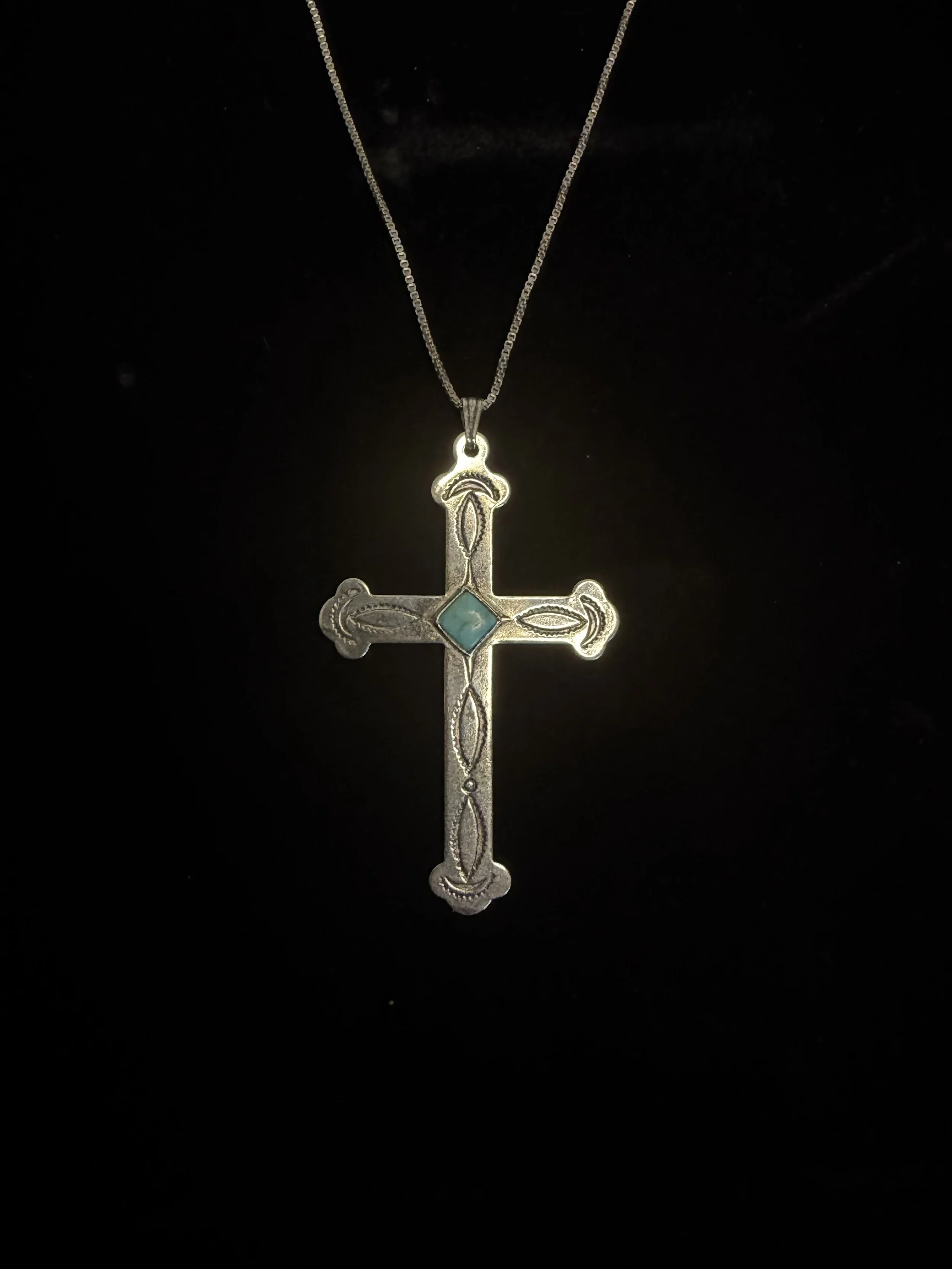 Vintage Native American Sterling Silver Cross Necklace