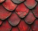 Close-up of red-painted fish scales