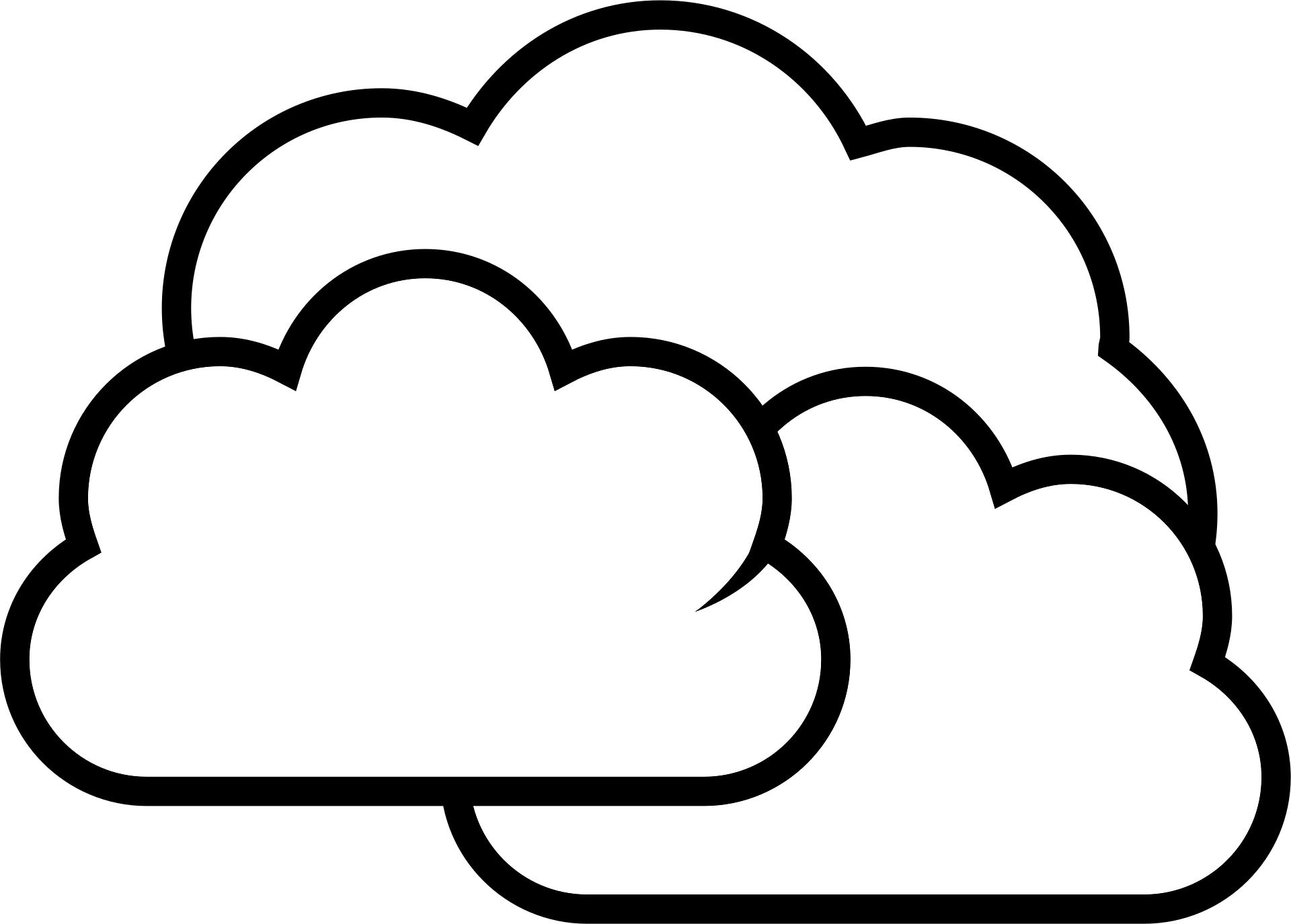 Black cloud with white, fluffy clouds below, stylized as a black and white graphic.
