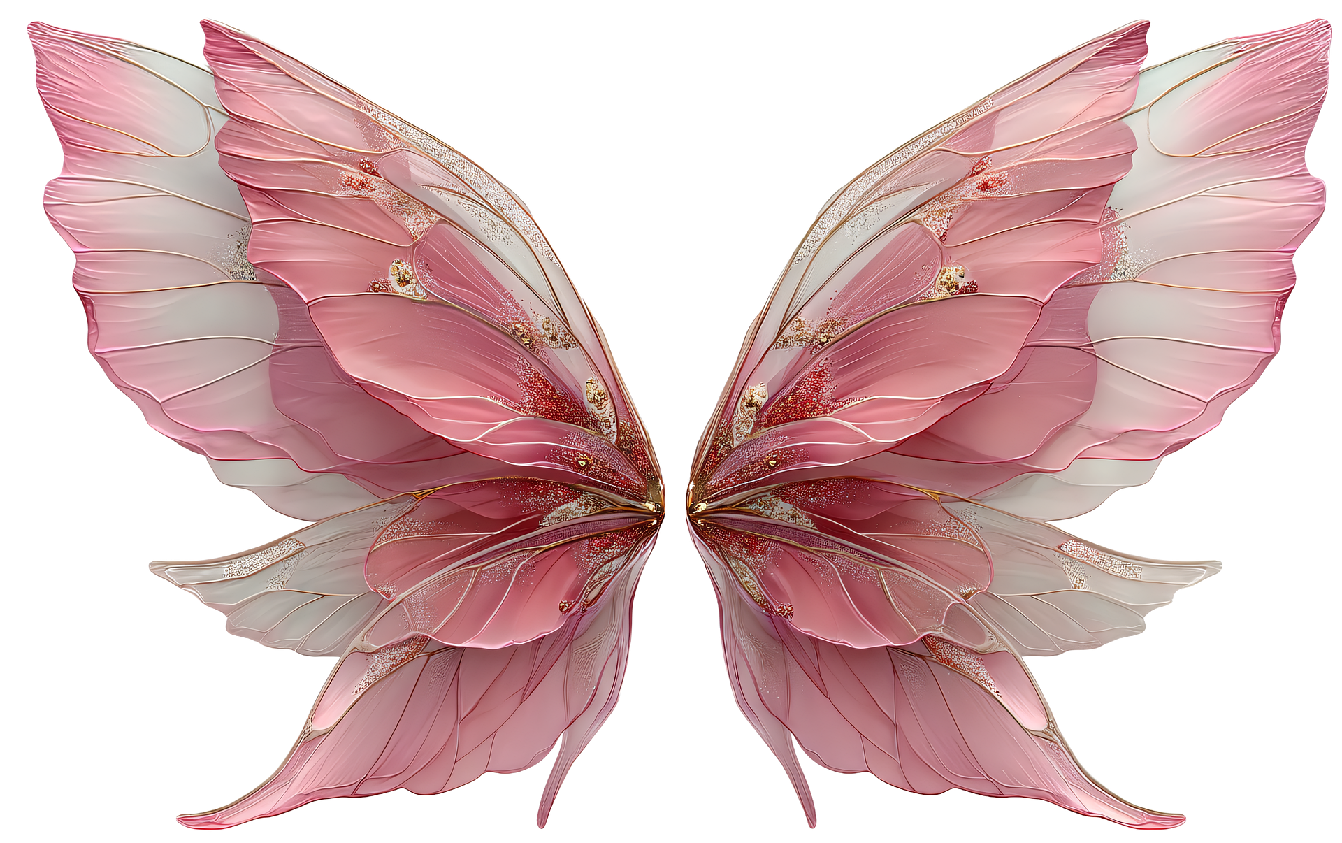 A digital illustration of pink and white butterfly wings.