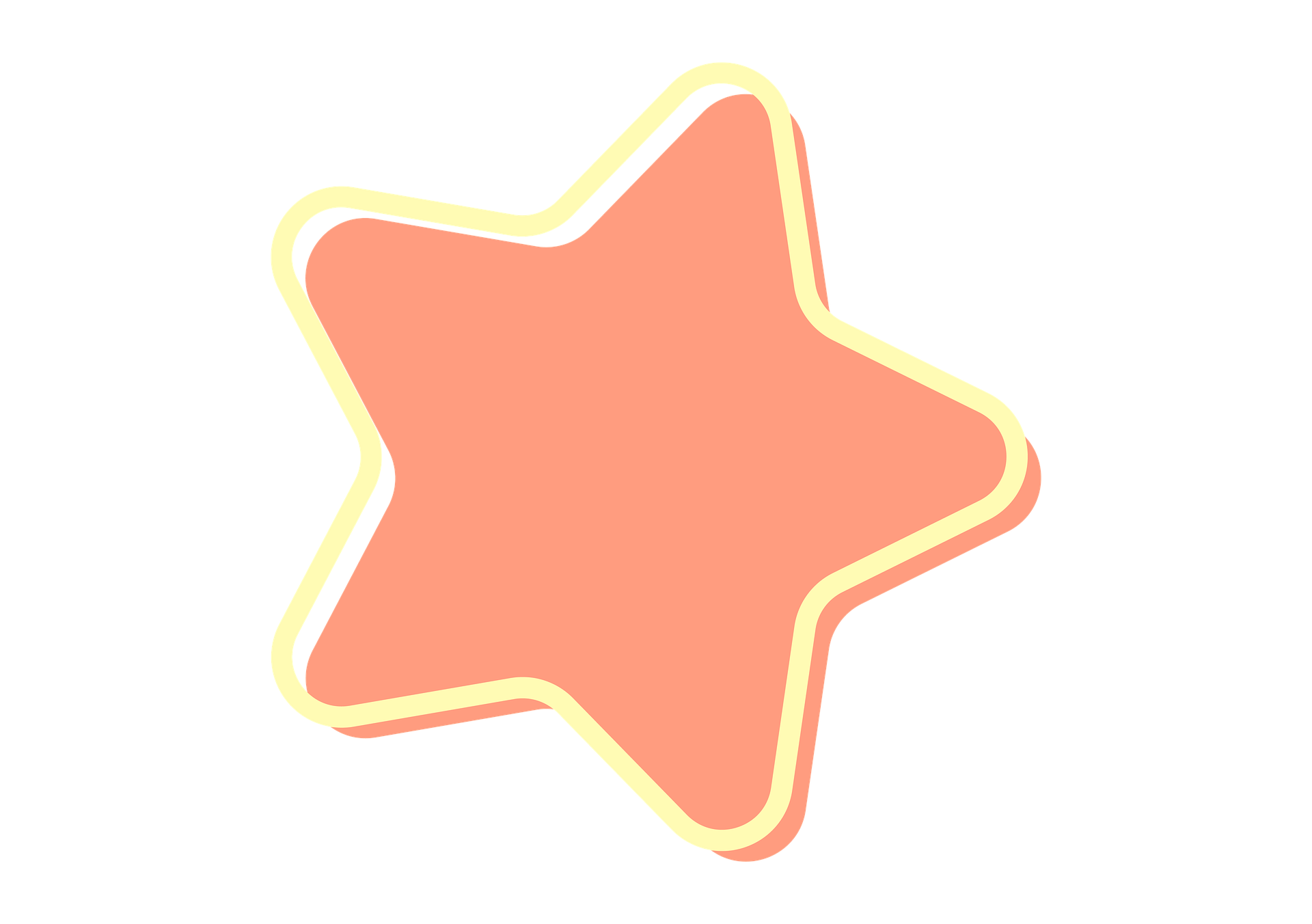 Neon star shape with a pink interior and yellow border on a black background.