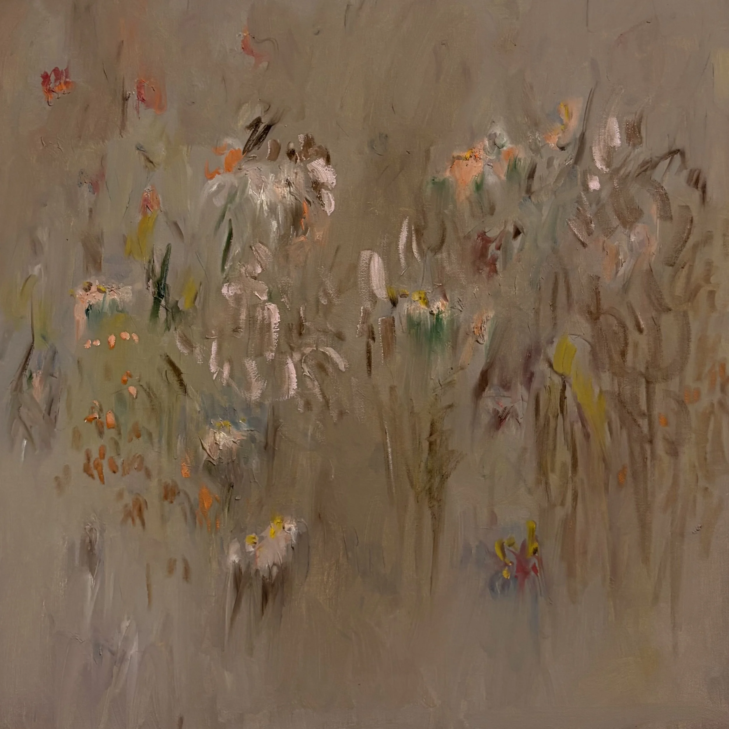 Quando a margem volta a florescer. 2026. Óleo sobre tela. 50 x 50 x 4 cm.