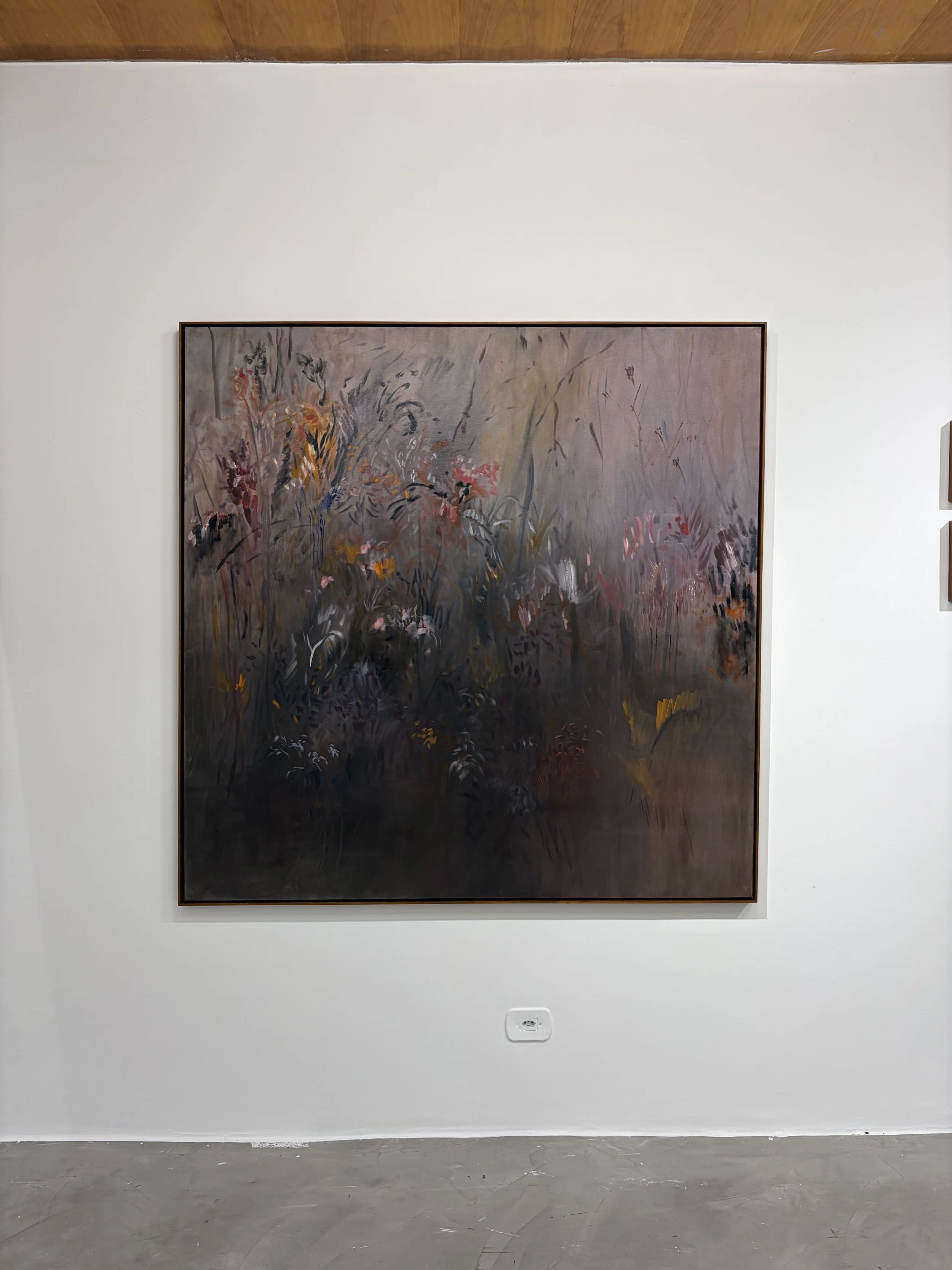 Pedro Kubitschek. Chuva forte na beira . 2025. Óleo sobre tela. 150 x 150 x 4  cm
