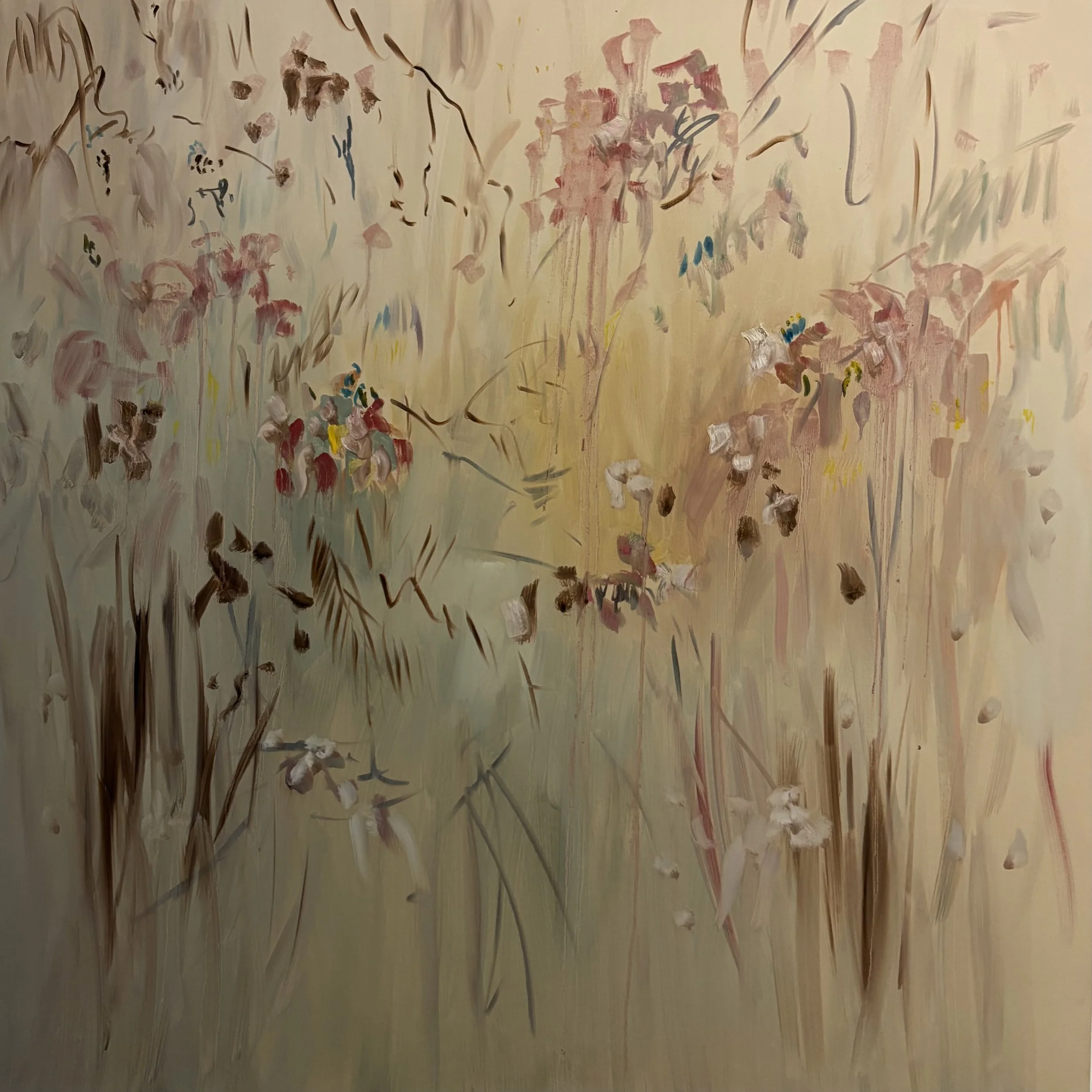 À margem, o sertão floresce. 2026. Óleo sobre tela. 120 x 120 x 4 cm. Coleção Particular-Nova Lima MG/BR.