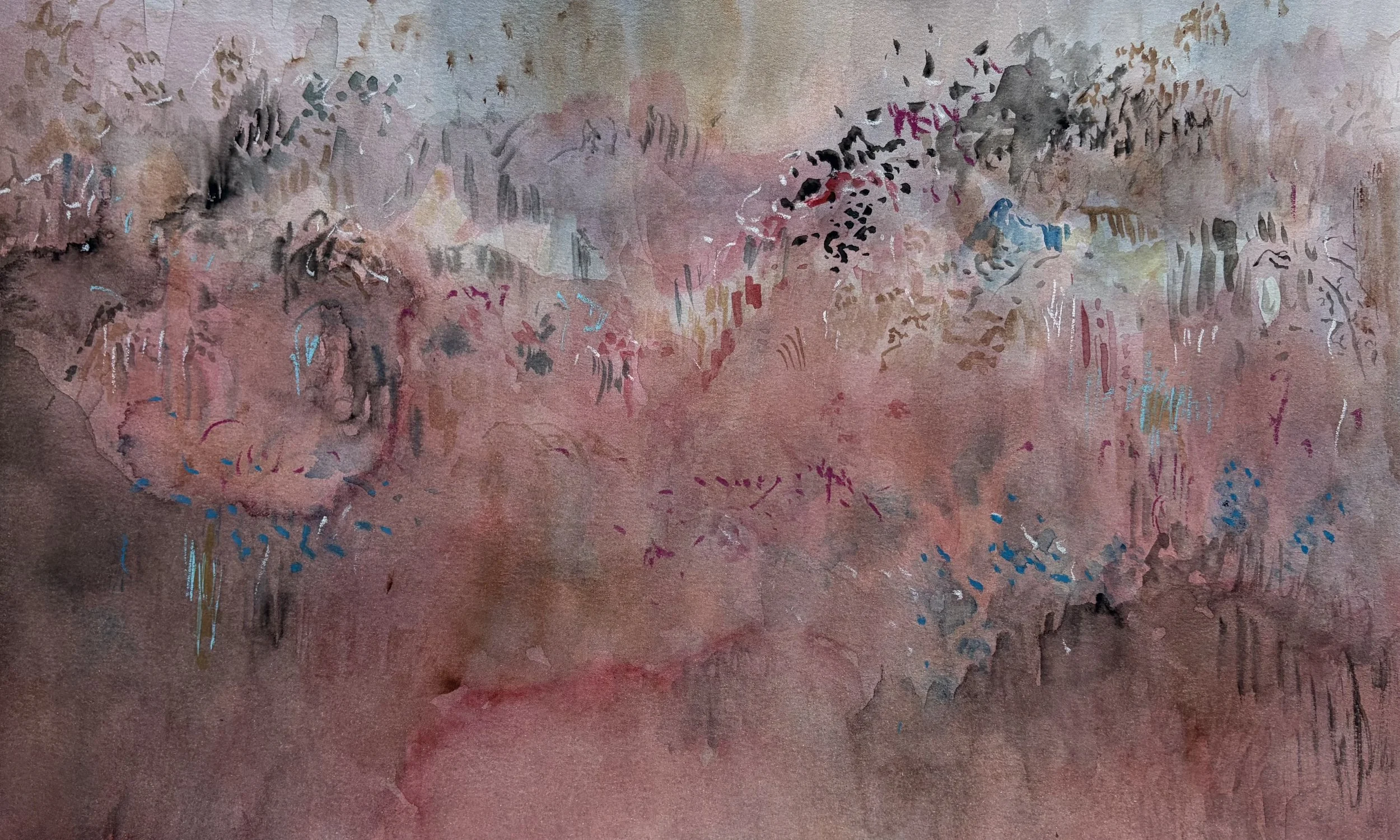 Pedro Kubitschek. Ciliares. 2026. Aquarela e pastel sobre papel. 35 x 45  cm 
