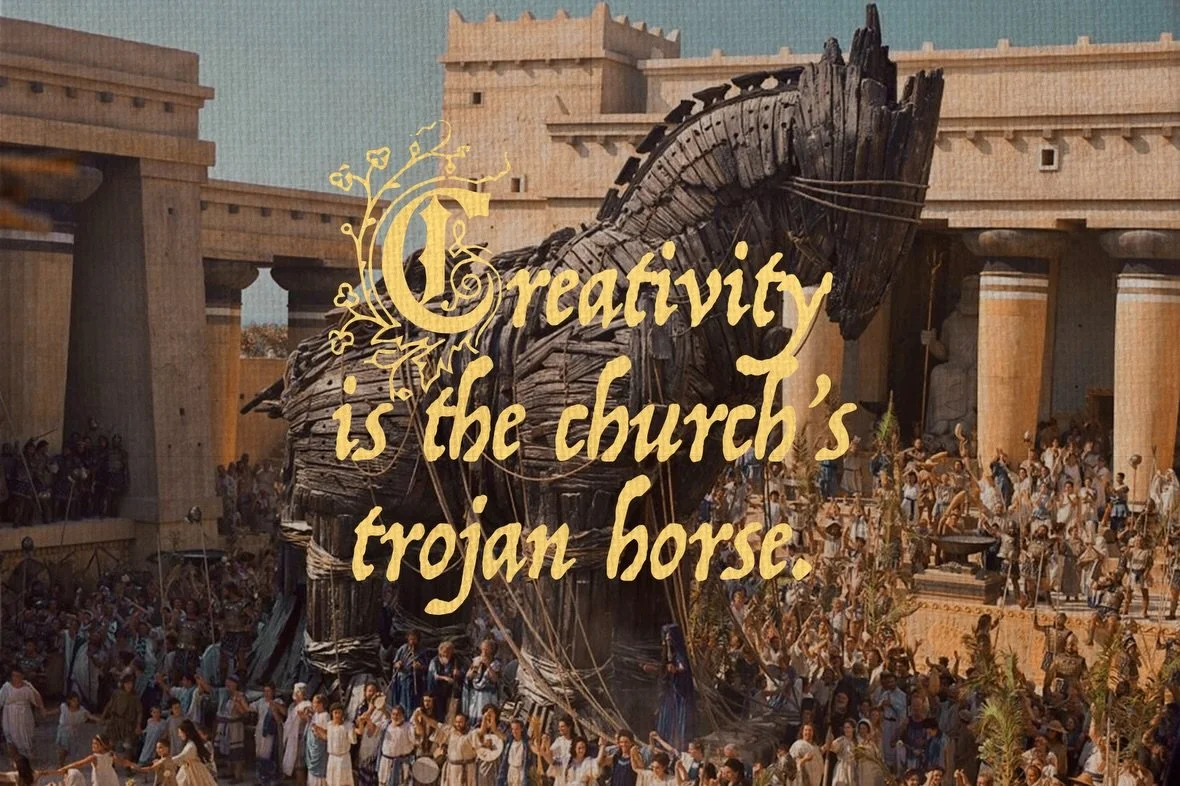 Creativity is the church&rsquo;s Trojan horse, not to conquer the world but to renew it.

I want to hear how you have seen this walked out&hellip;Tag creatives, artists, musicians, brands, non-profits, etc. that are using creative avenues to reach cu