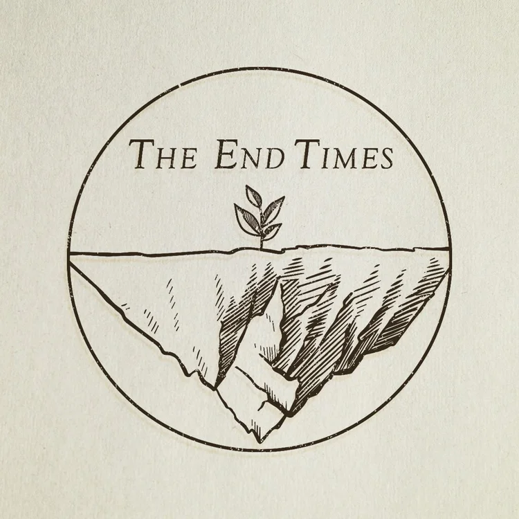 The End Times: a sketched circular illustration on cream