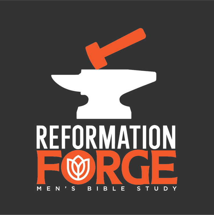 Reformation Forge logo: an orange hammer over a white anvil