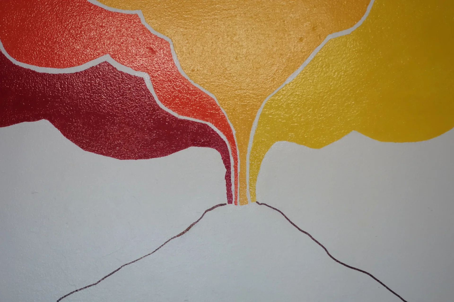 Detail shot of the vintage line-work and warm palette on the kitchen mural.
