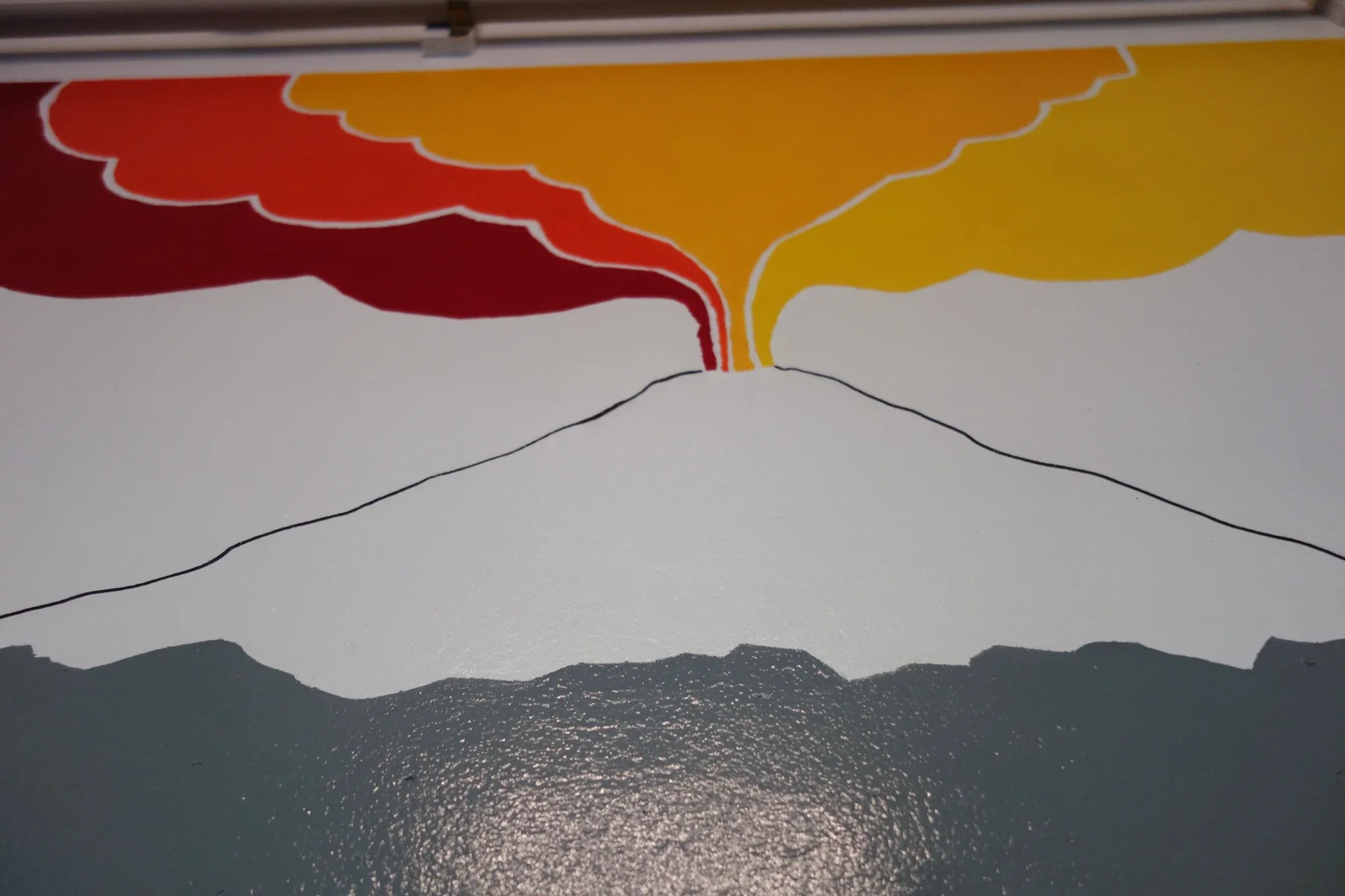 Detail shot of the vintage line-work and warm palette on the kitchen mural.