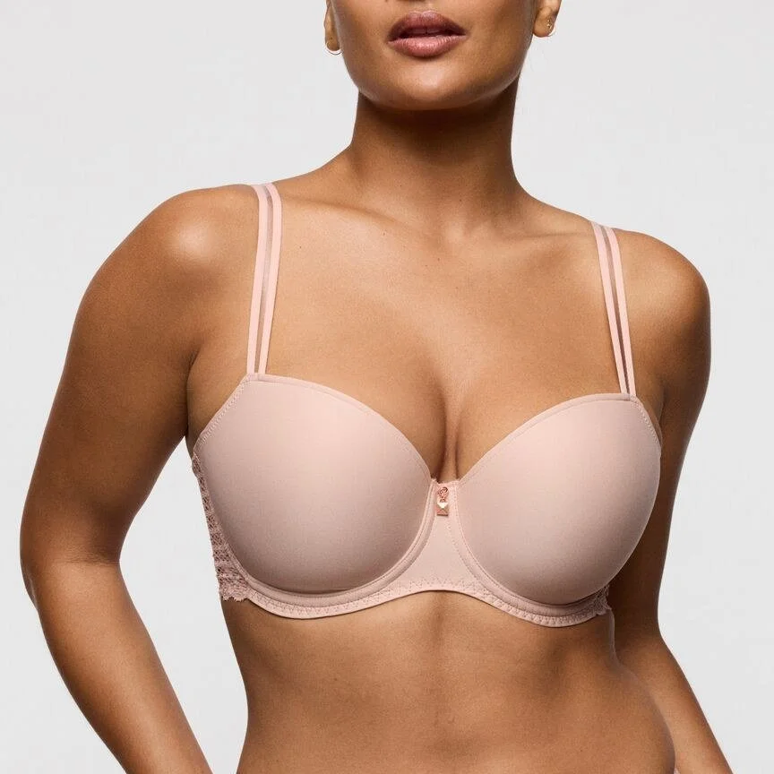 Blush molded balcony bra with double straps and lace sides