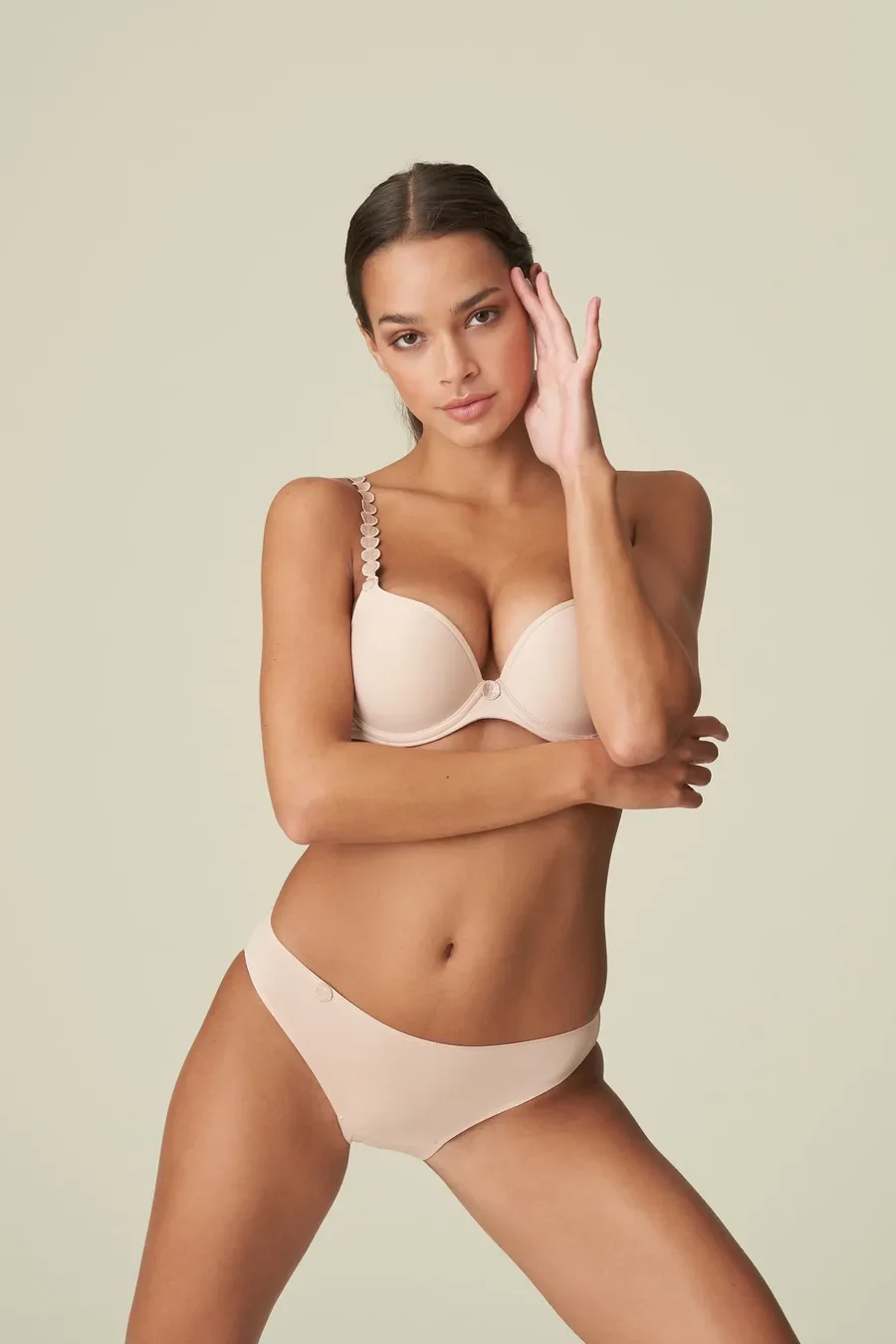The Marie Jo Tom bra in beige, worn