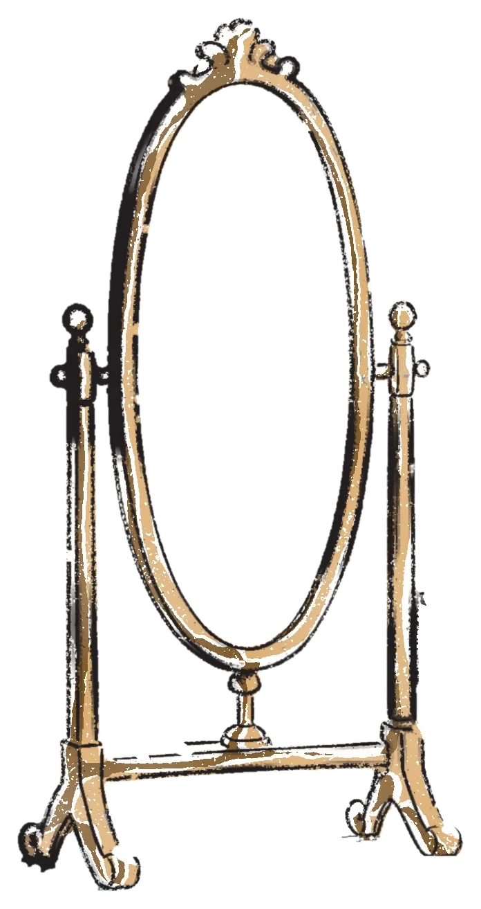 A gilded cheval mirror with an oval glass