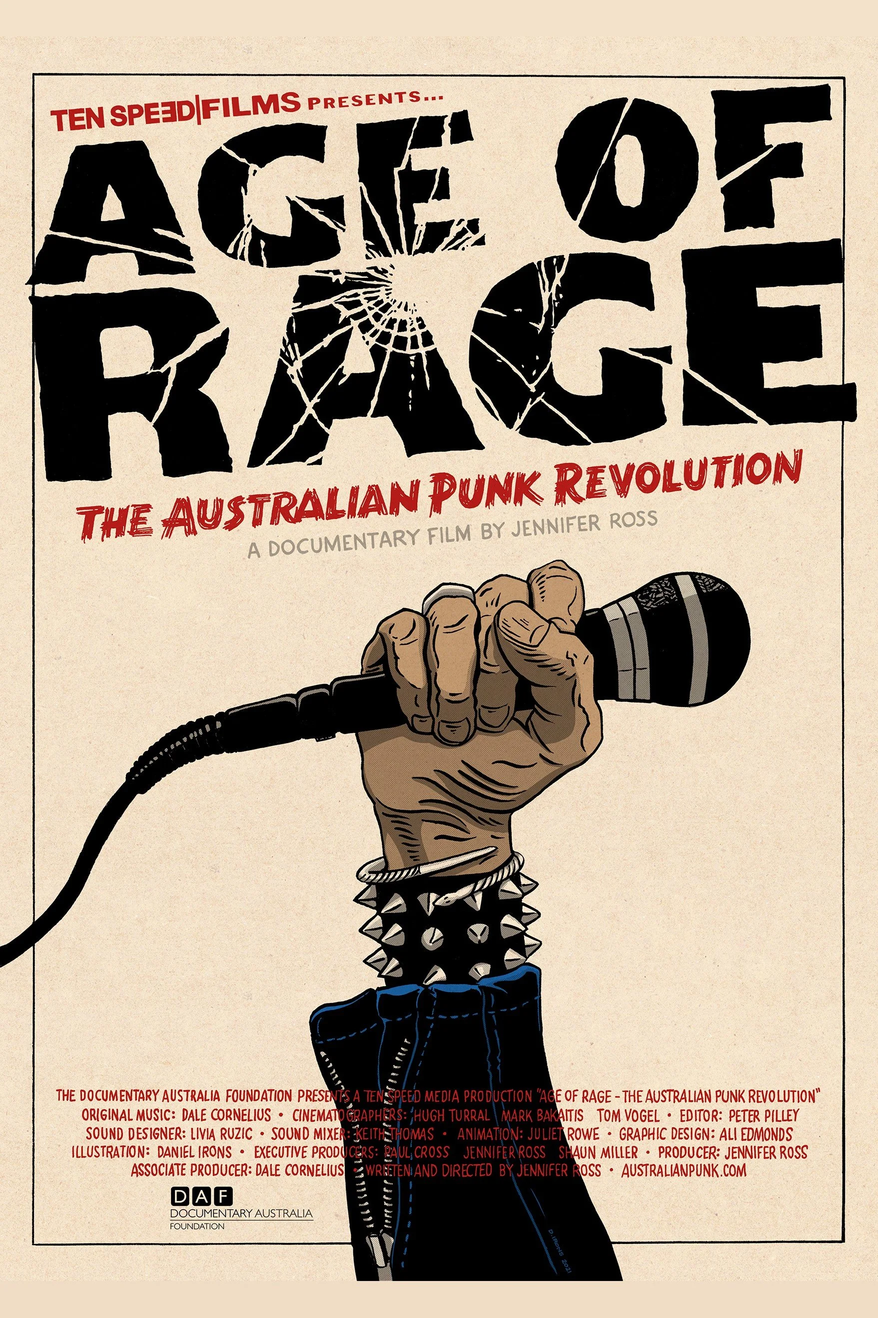 Poster for the documentary film 'Age of Rage: The Australian Punk Revolution'.
