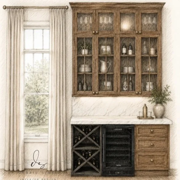Another view of this kitchen renovation. Updating a kitchen desk scenario -- perfect space for wine racks and a beverage refrigerator.
.
#debbiesimrilinteriors
#designstudioauburnalabama
#kitchenupdates
#kitchenrenovation
#timelesskitchens
#stainedki