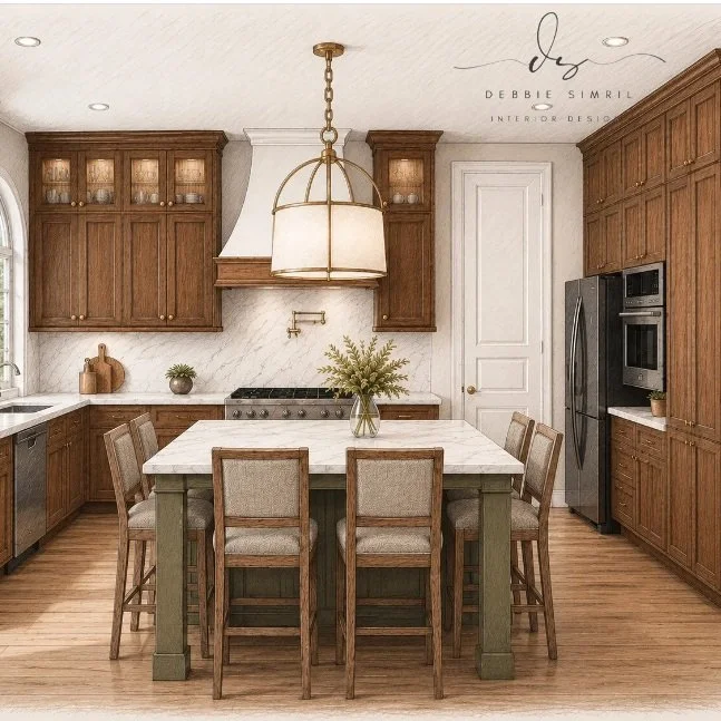 Coming Soon -- adding final material specs to this amazing kitchen renovation. Construction beginning late Fall 2026.
.
#debbiesimrilinteriors
#designstudioauburnalabama
#kitchenrenovation
#transitionalandtimelesskitchen