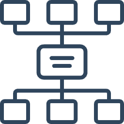 Diagram illustrating an organizational or flowchart structure with a central rectangle connected to multiple smaller rectangles.