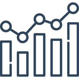 Line graph with data points and bar chart showing upward trend