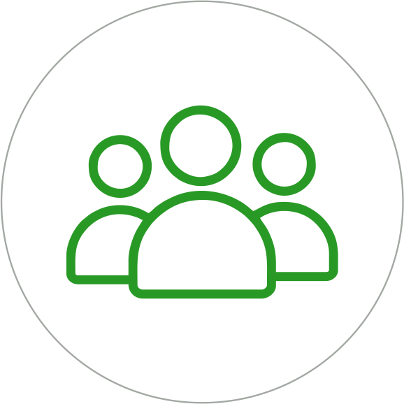 Icon of three people, representing a group or team.