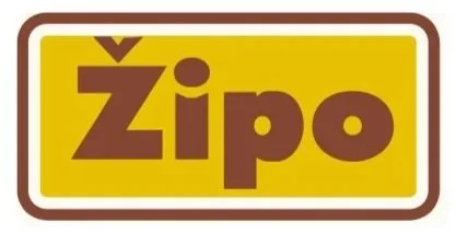 Zipo logo with yellow background and brown text