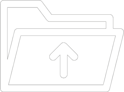 Symbol eines Ordners mit einem Pfeil nach oben, der auf eine Datei oder einen Upload hinweist.