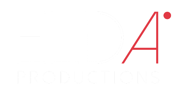 Logo von Elda Productions mit weißem und rotem Text auf schwarzem Hintergrund.