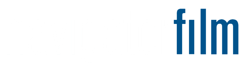 Das Logo von Navigartor Film mit weißem Text auf schwarzem Hintergrund.