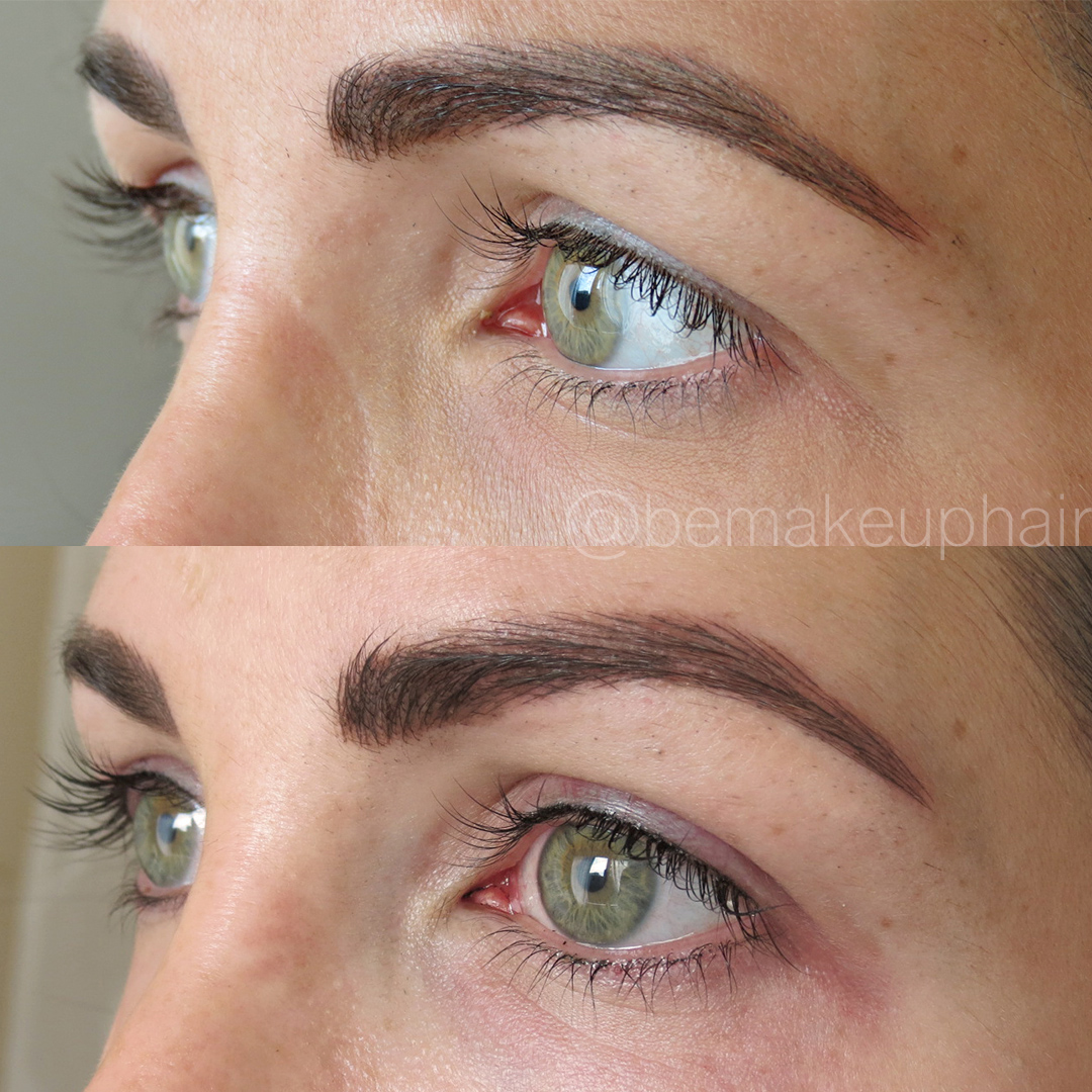 Eyeliner tattoo before-and-after comparison by Brianna Errelat