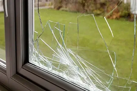 Cracked residential window pane