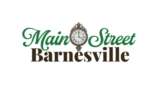 Main Street Barnesville logo with a clock in the center.