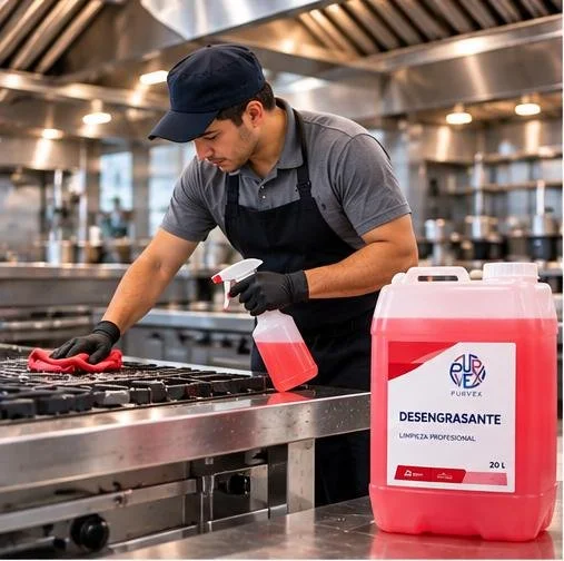 Producto desengrasante PURVEX para aplicaciones de limpieza profesional.