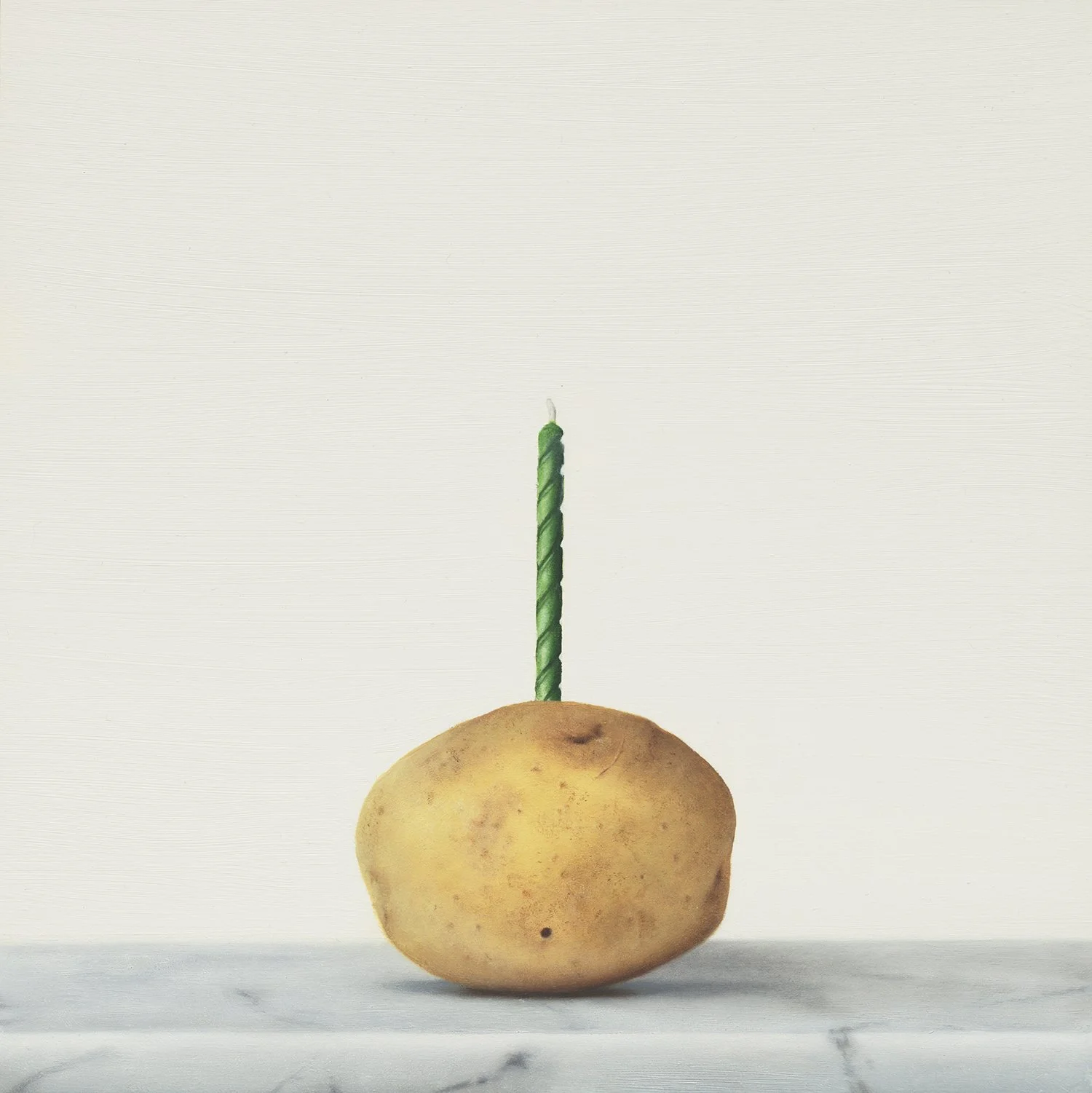 Birthday Potato #4, 2024.   Oil on panel.   8 x 8 inches.