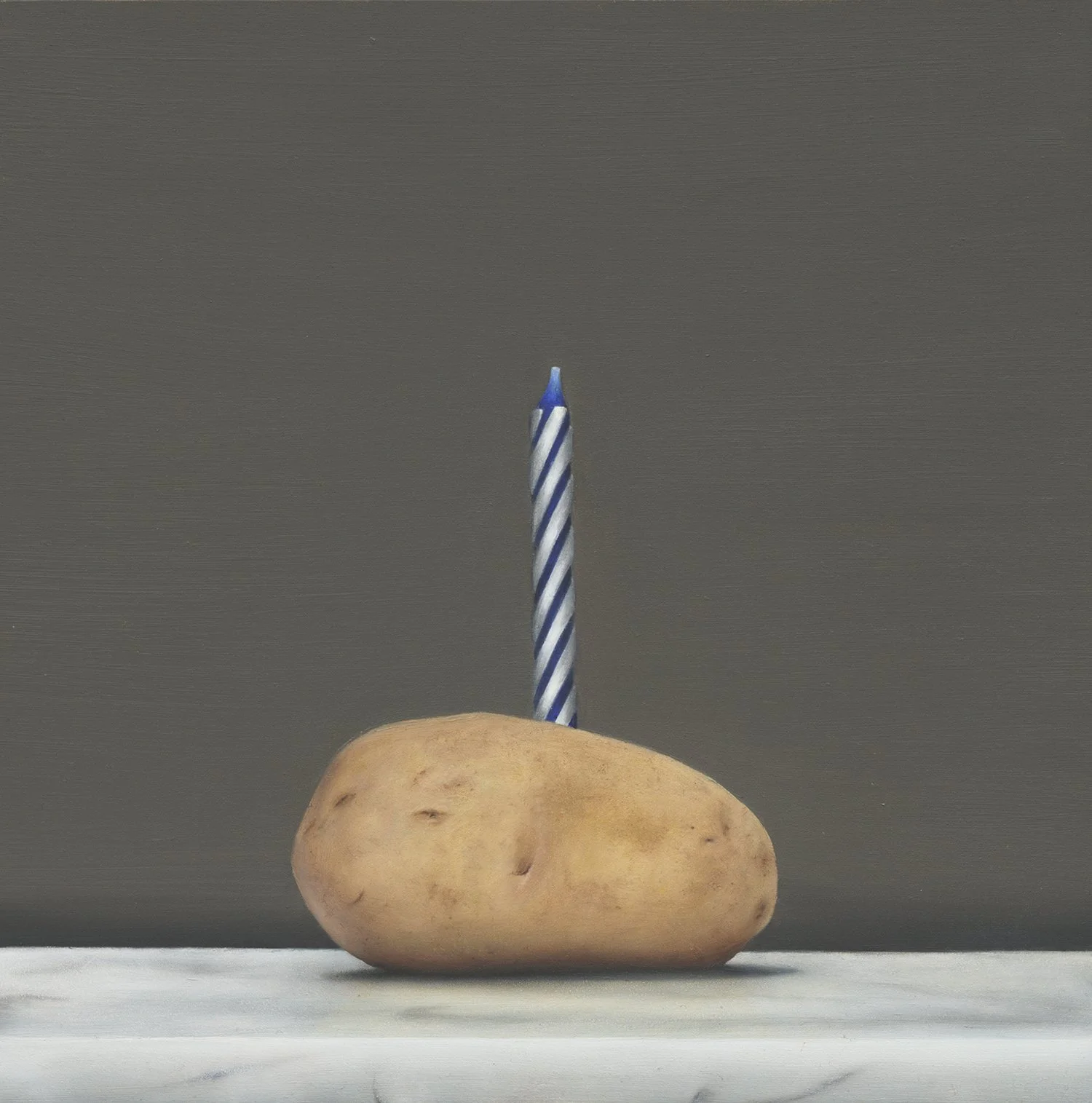 Birthday Potato #2, 2024.   Oil on panel.   8 x 8 inches.