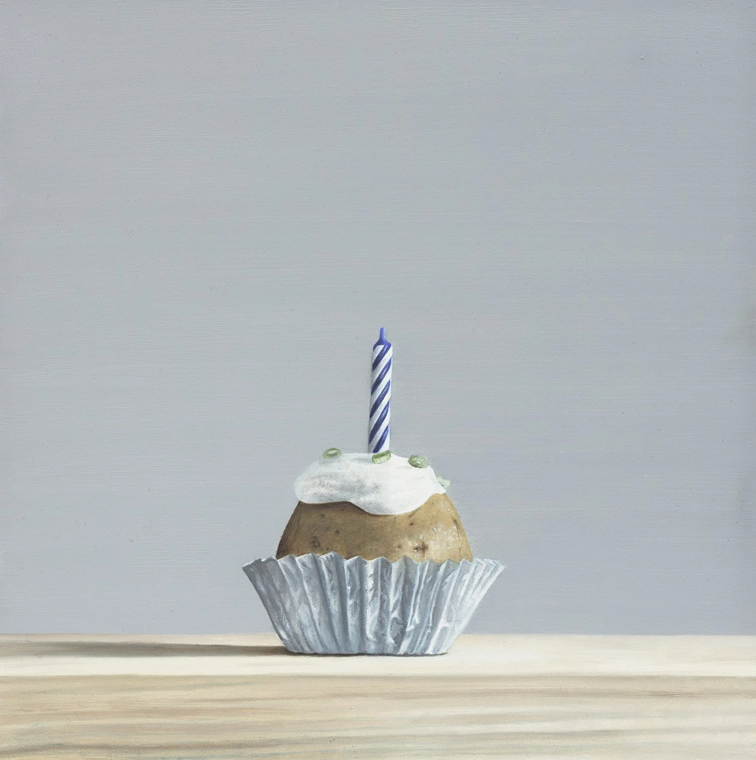 Potato Cupcake #1, 2025.  Oil on panel.  10 x 10 inches.