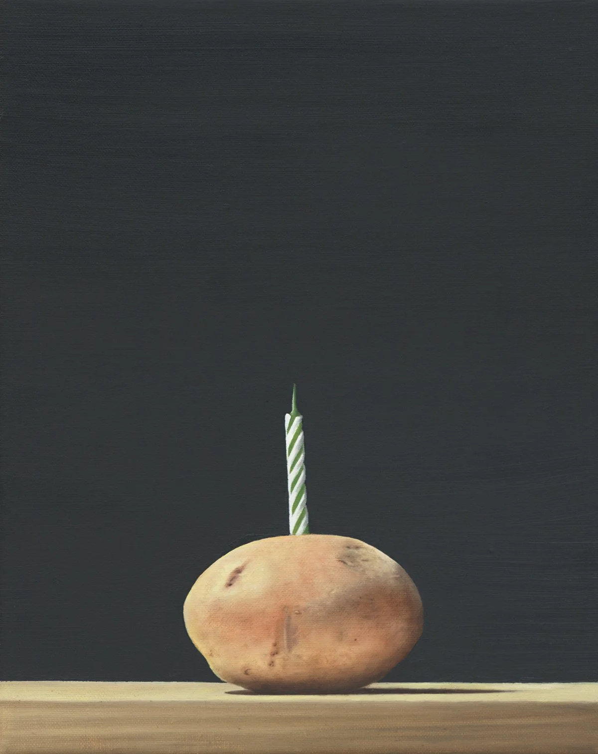Birthday Potato #5, 2025.  Oil on linen.  6 x 8 inches.