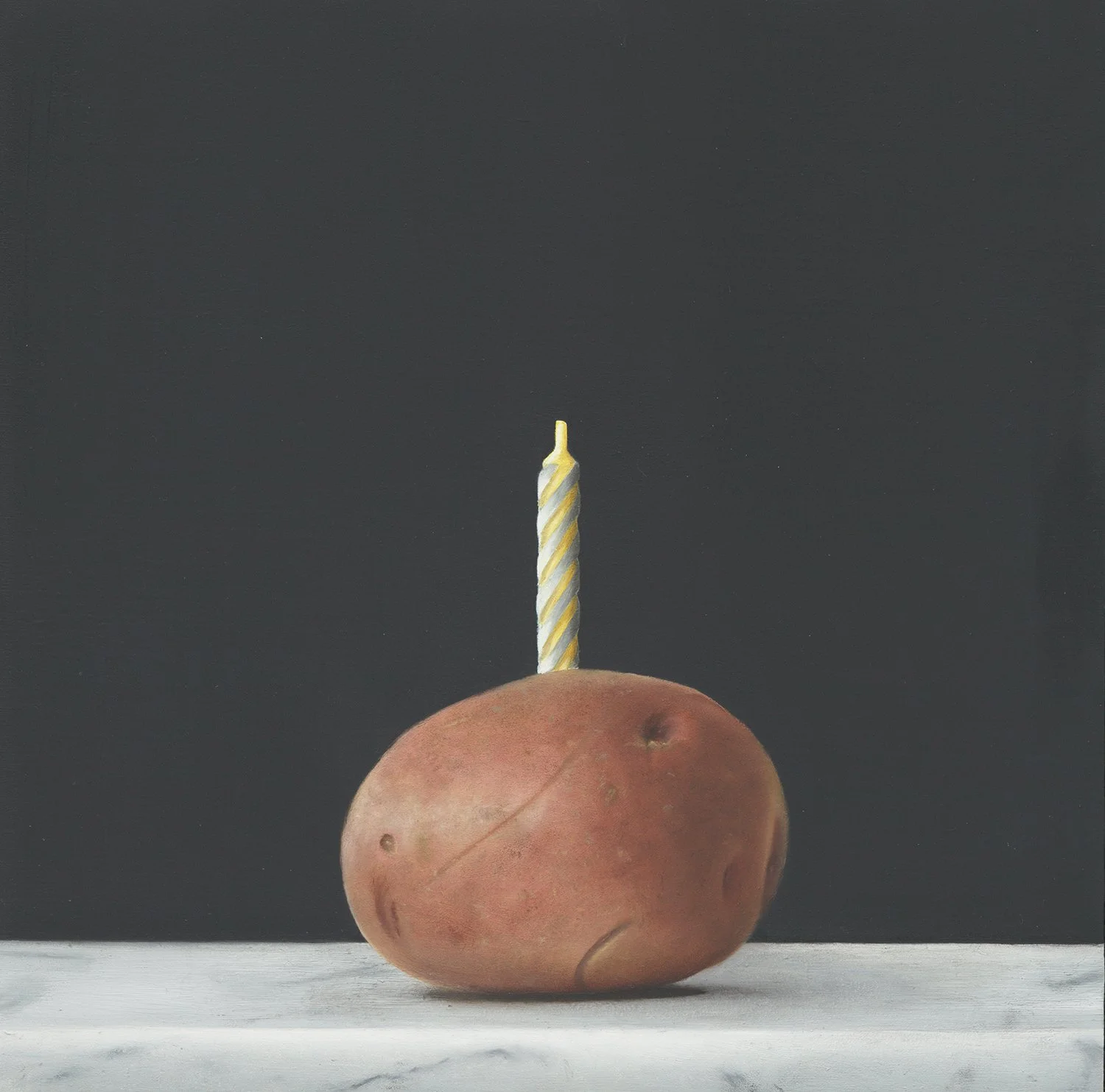 Birthday Potato #3, 2024.    Oil on panel.    8 x 8 inches.