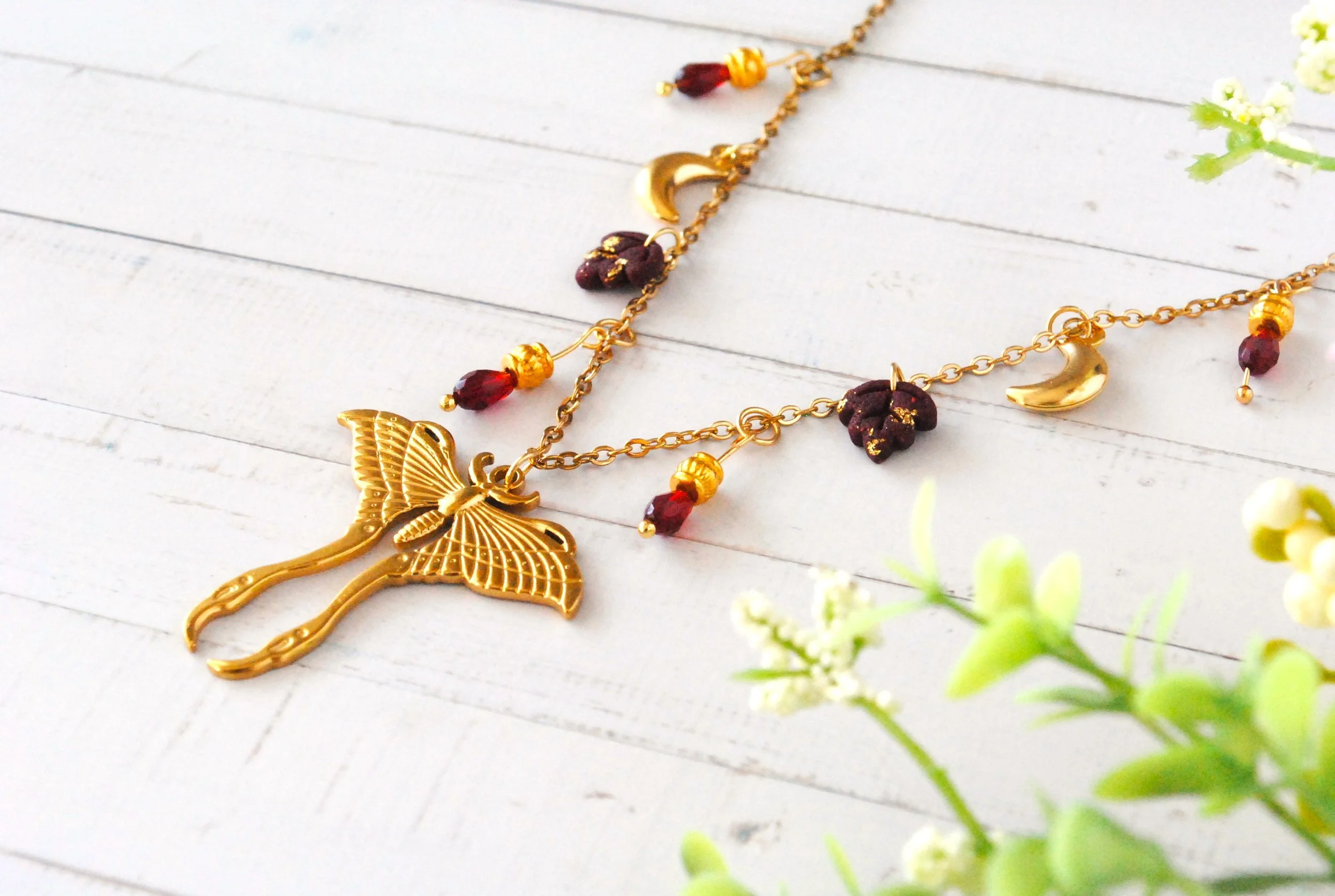 Collier Papillon Lune (or)