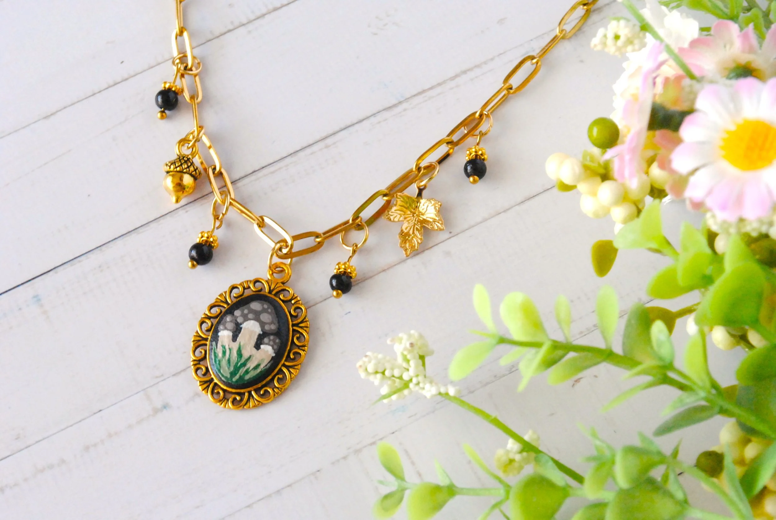 Collier Vintage - Les Champignons (or)
